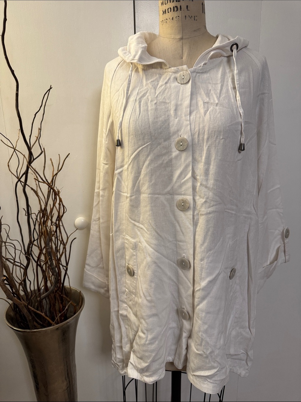 Jones New York Cream Hooded Utility Jacket